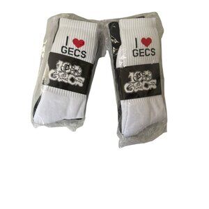 NEW I ❤️ Gecs White & Black Socks Unisex Fit Cotton Blend Limited Edition 2x2pk